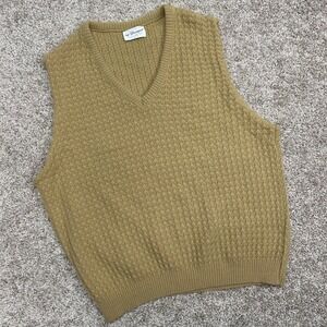 Vintage Donegal Sweater Vest Men Size Large Beige Acrylic Ribbed‎ Collar